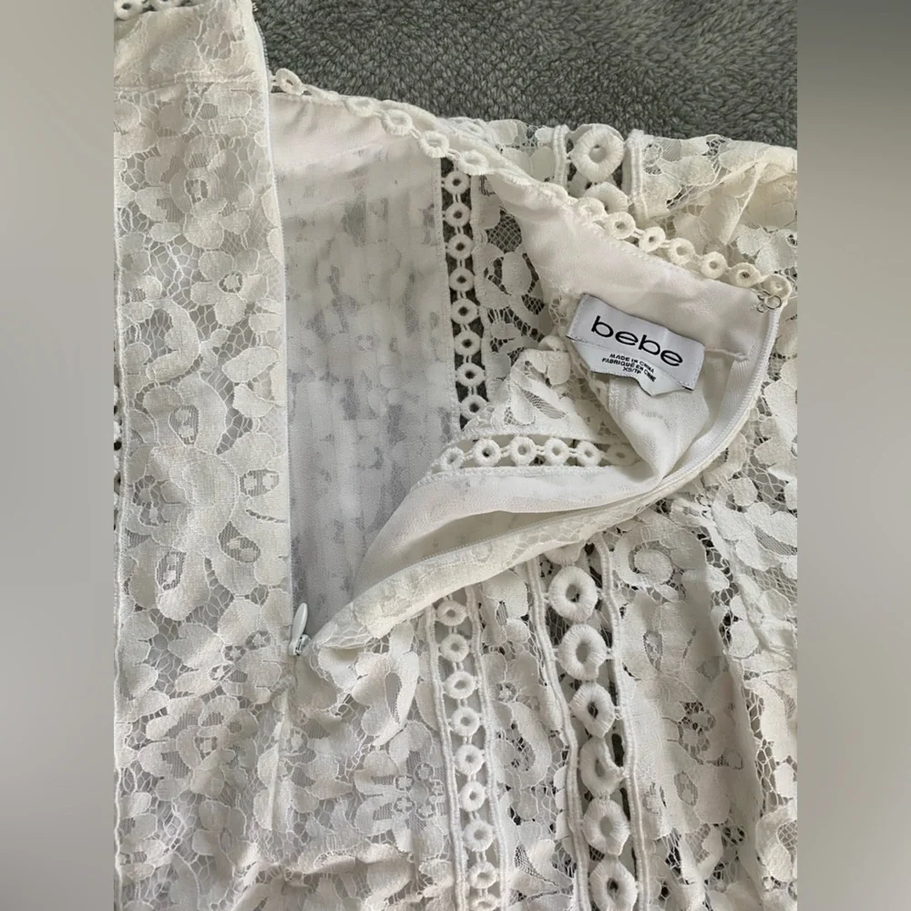 Bebe White Lace Detail Top - Picture 4 of 4